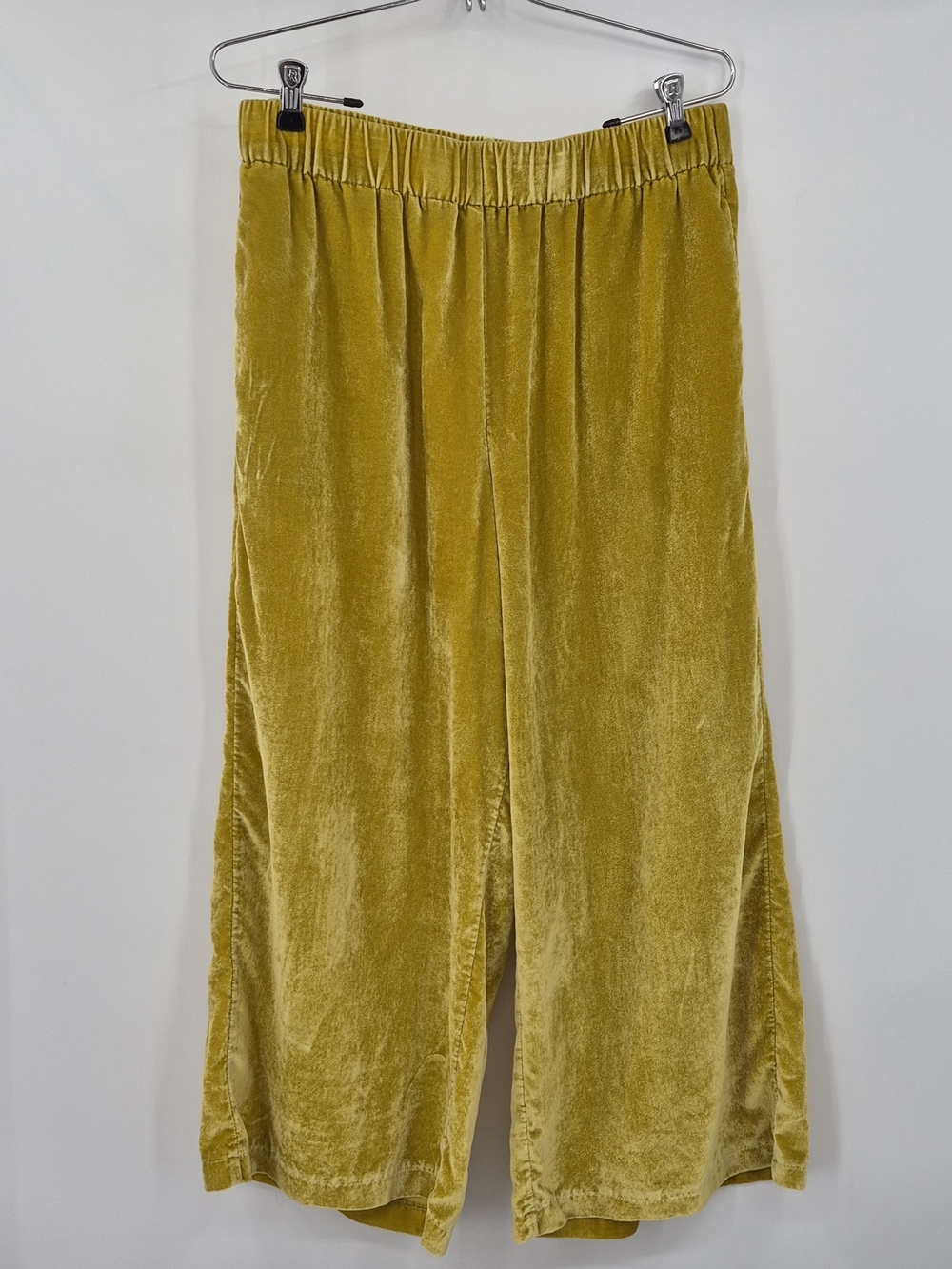 Ann Taylor Mustard Velvet Cropped Wide-Leg Pants